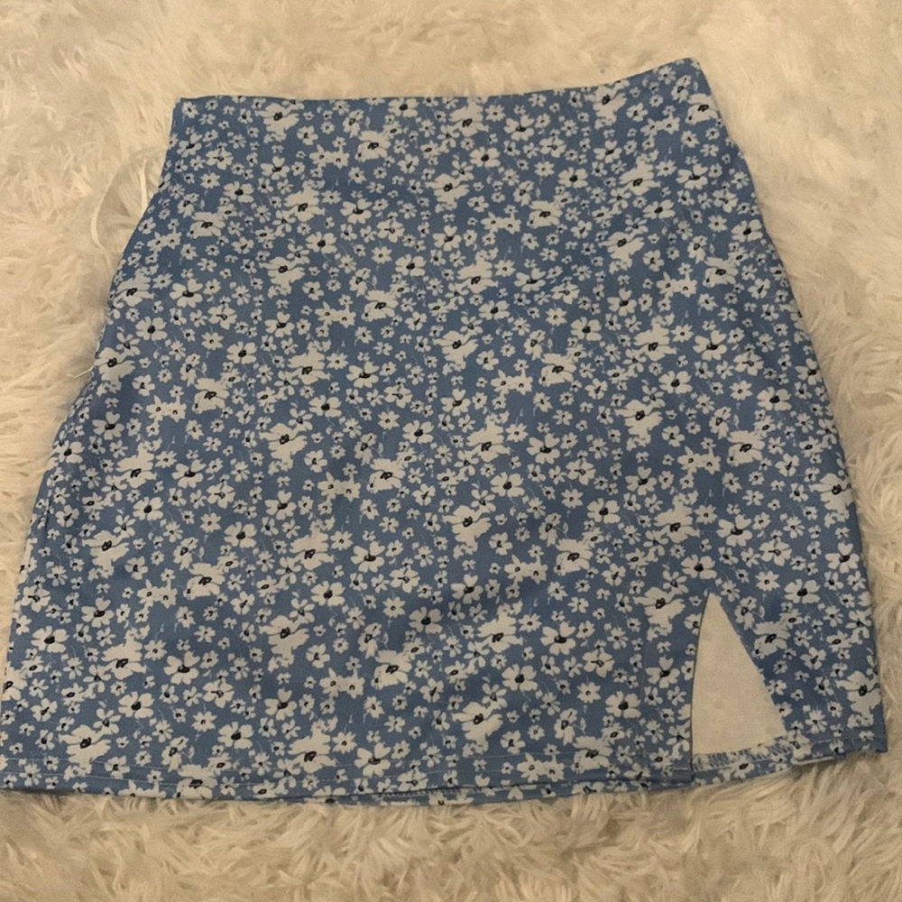 Blue floral skirt